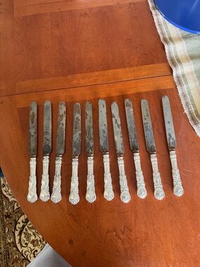 Set of 10 Tiffany And Co Sterling Silver Handled Dinner Knives (vintage)